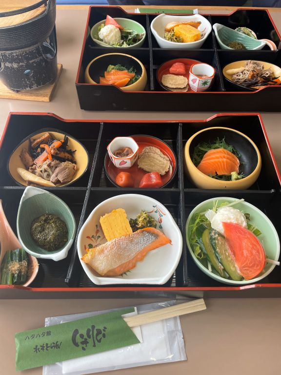 Japanese breakfast at a hot spring Ryokan